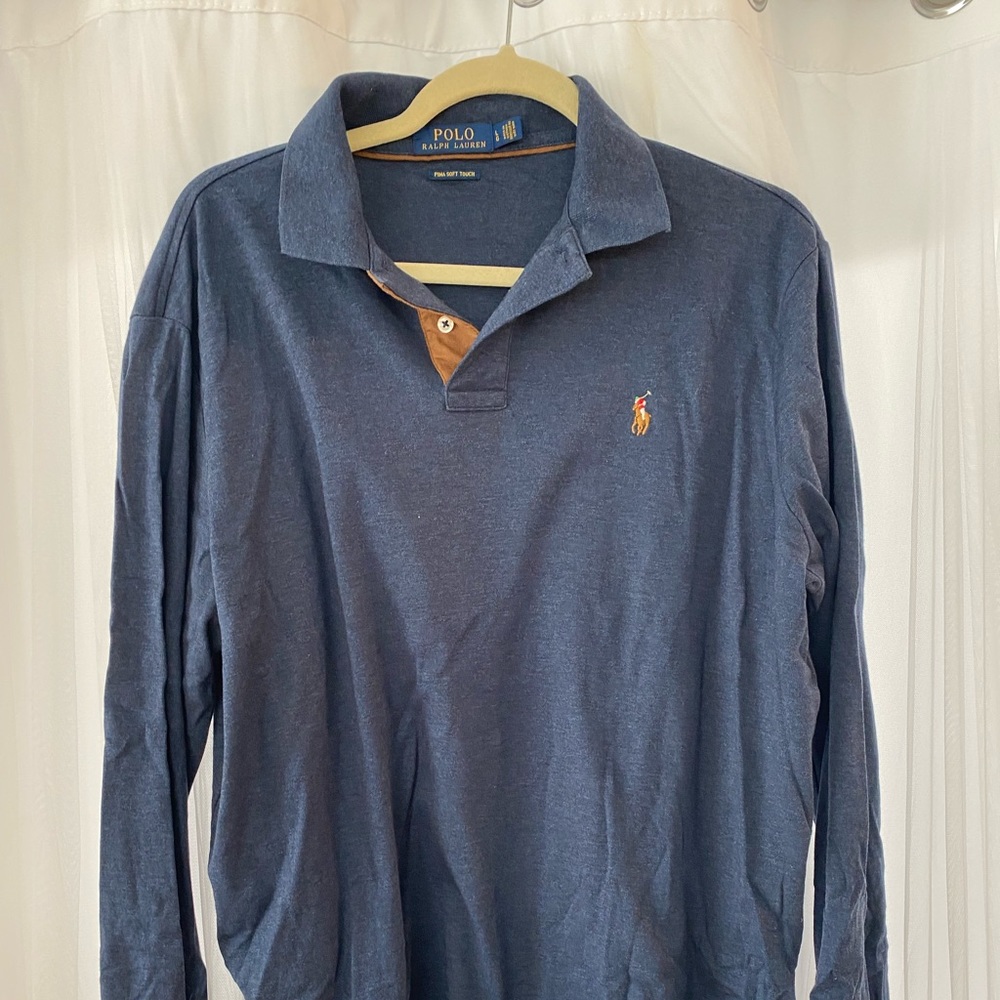 Polo Ralph Lauren Pima soft touch long sleeve blue polo size large